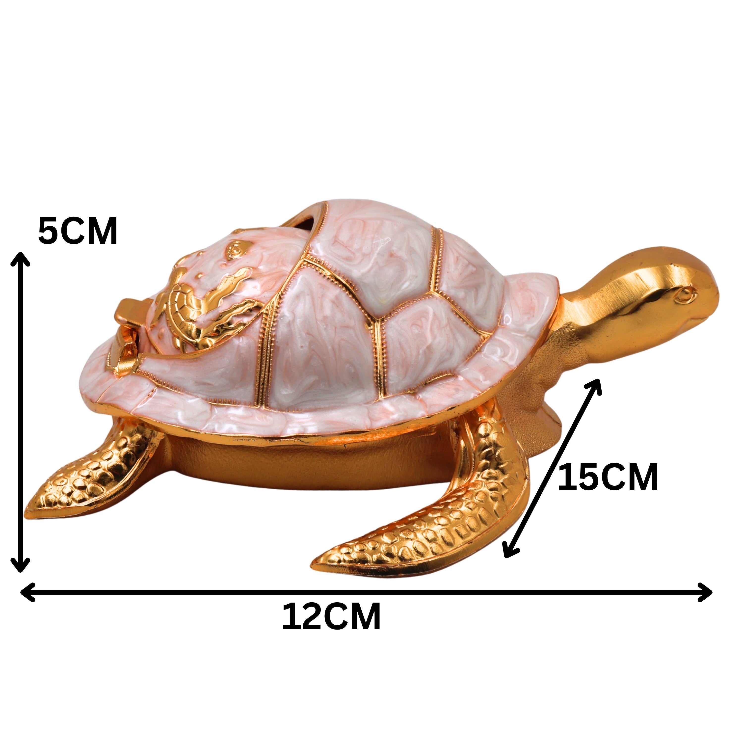 Steel Kurma Tortoise Ashtray Handcrafted Traditional Smoking Bowl Vaastu Home Decor Gifting Accent, Gold, 2 Inch, 1 Piece