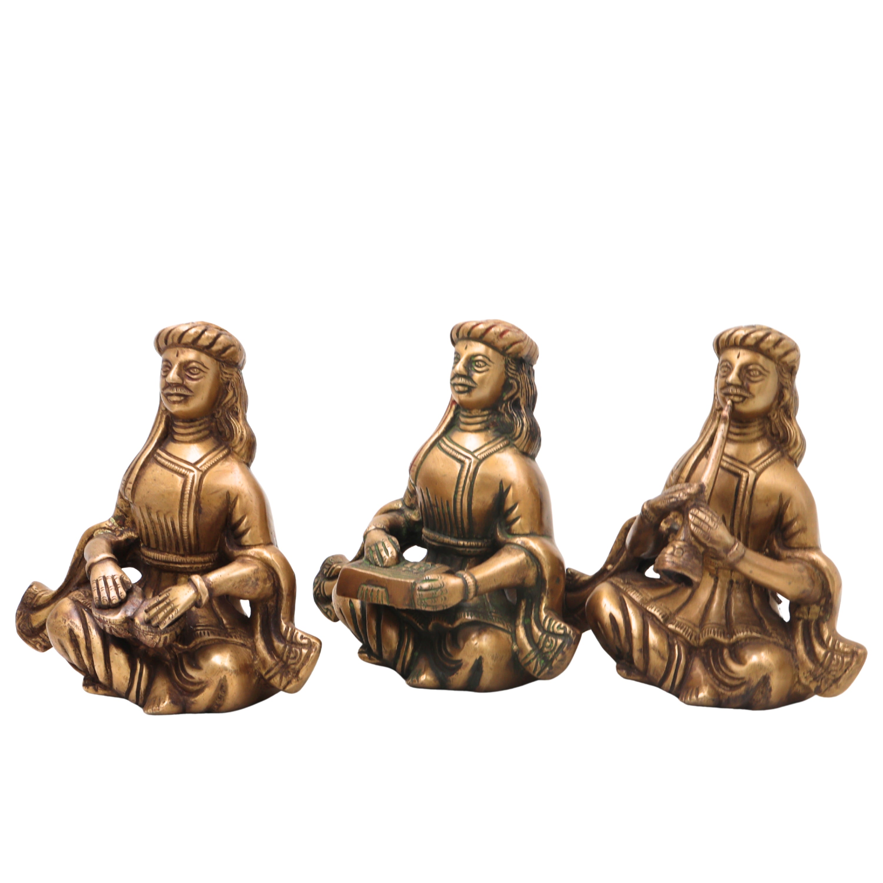 Brass Folk Musician Set of 4 Handcrafted Traditional Sculptures for Home, Gold, 6.5 Inch, 1 Piece