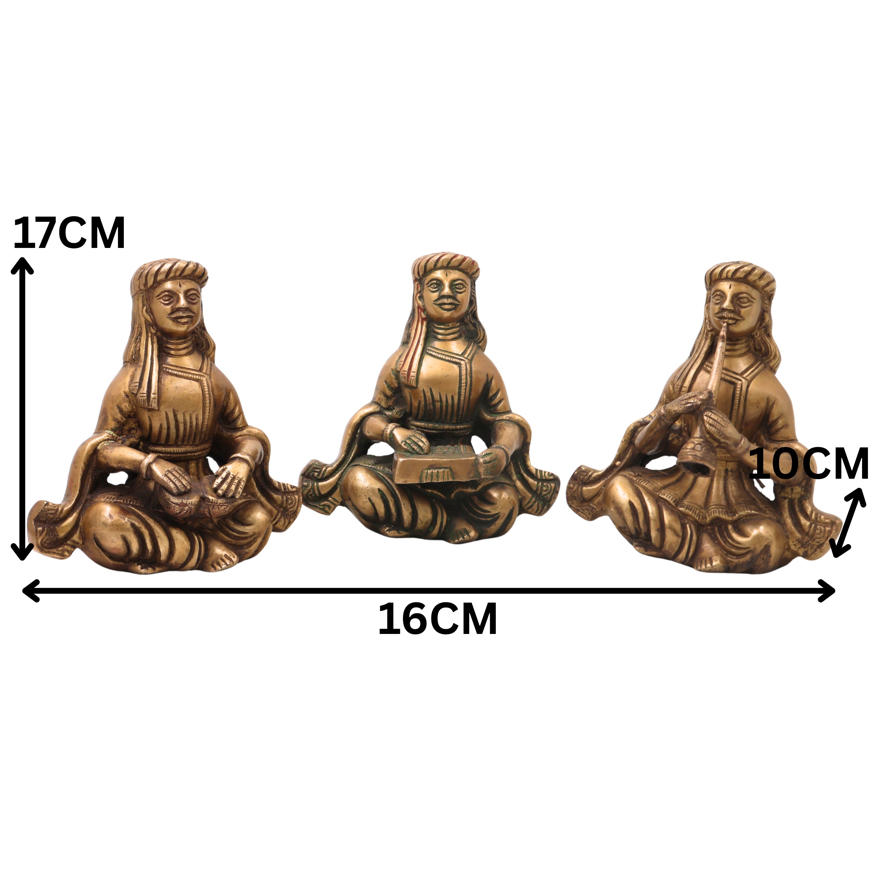 Brass Folk Musician Set of 4 Handcrafted Traditional Sculptures for Home, Gold, 6.5 Inch, 1 Piece