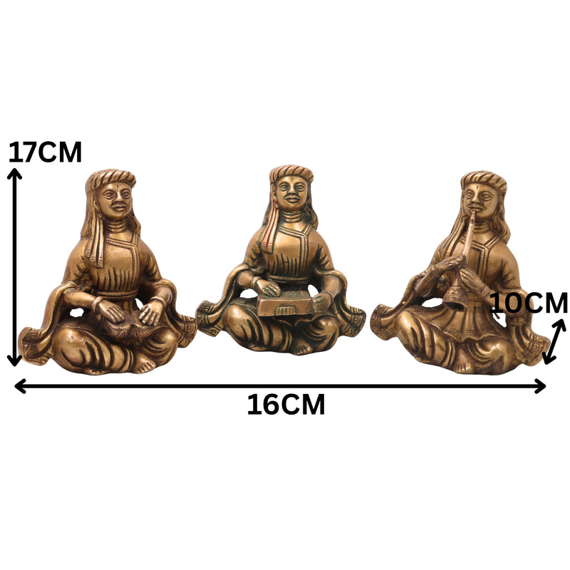 Brass Folk Musician Set of 4 Handcrafted Traditional Sculptures for Home, Gold, 6.5 Inch, 1 Piece