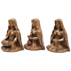 Handcrafted Brass Folk Musician Sculpture Traditional Artisan Murti for Home Decor Gifting Cultural Display, Gold, 6.5 Inch, 1 Piece