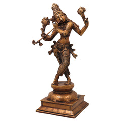 Brass Krishna Idol Handcrafted Venugopala Govinda Murti for Pooja, Home Decor, Gifting, Gold, 15 Inch, 1 Piece