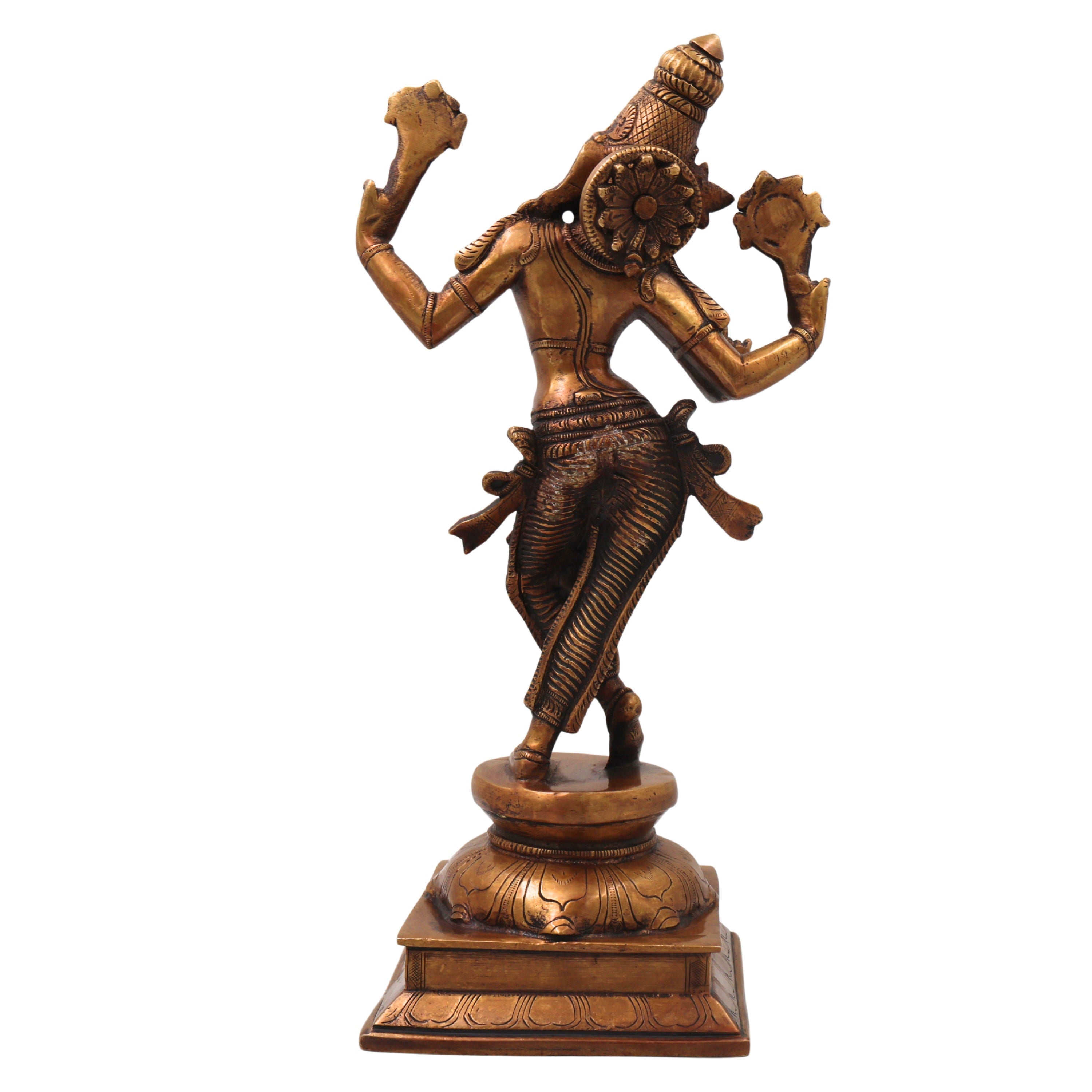 Brass Krishna Idol Handcrafted Venugopala Govinda Murti for Pooja, Home Decor, Gifting, Gold, 15 Inch, 1 Piece