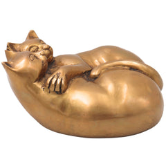 Handcrafted Brass Two Cats Sculpture, Traditional Cat Statue for Home Decor, Vastu, Gifting & Collectibles, Gold, 3.5 Inch, 1 Piece
