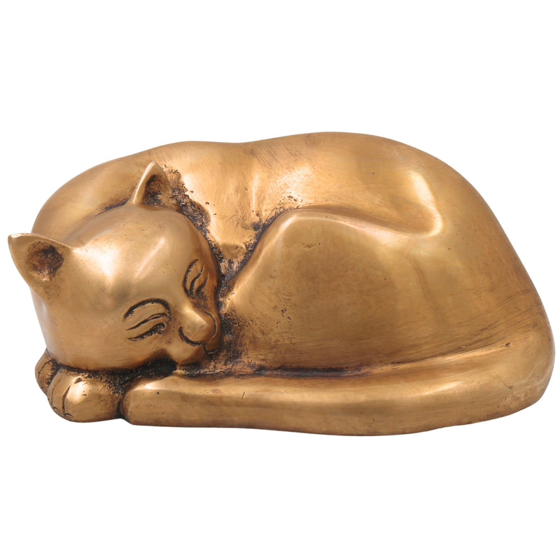 Handcrafted Brass Single Cat Murti Vigraha, Traditional Chola Style Sculpture for Home Decor, Vastu & Gifting, Gold, 3 Inch, 1 Piece