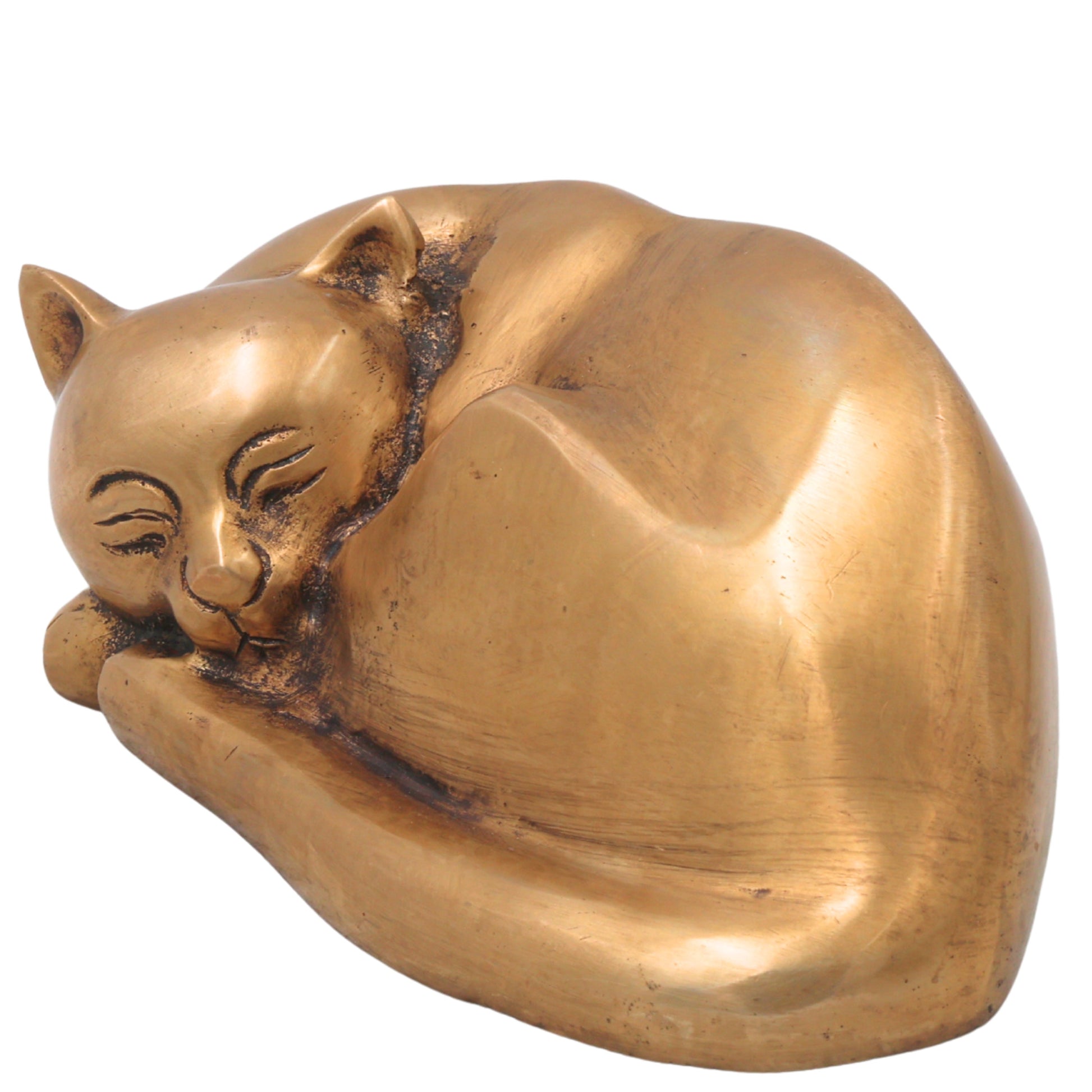 Handcrafted Brass Single Cat Murti Vigraha, Traditional Chola Style Sculpture for Home Decor, Vastu & Gifting, Gold, 3 Inch, 1 Piece