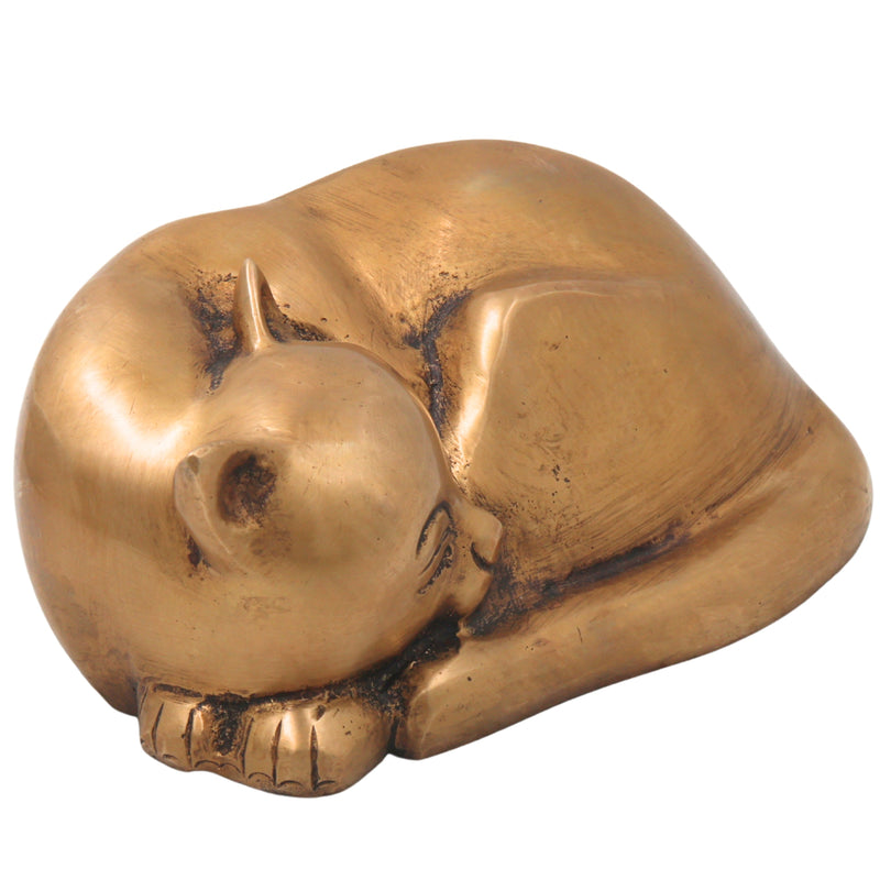 Handcrafted Brass Single Cat Murti Vigraha, Traditional Chola Style Sculpture for Home Decor, Vastu & Gifting, Gold, 3 Inch, 1 Piece