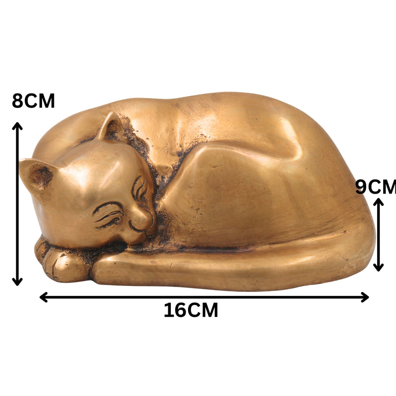 Handcrafted Brass Single Cat Murti Vigraha, Traditional Chola Style Sculpture for Home Decor, Vastu & Gifting, Gold, 3 Inch, 1 Piece