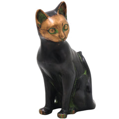 Handcrafted Brass Cat Idol, Lucky Vastu Cat Figurine for Home Decor, Spiritual Gifting & Luxury Display, Black, 8 Inch, 1 Piece