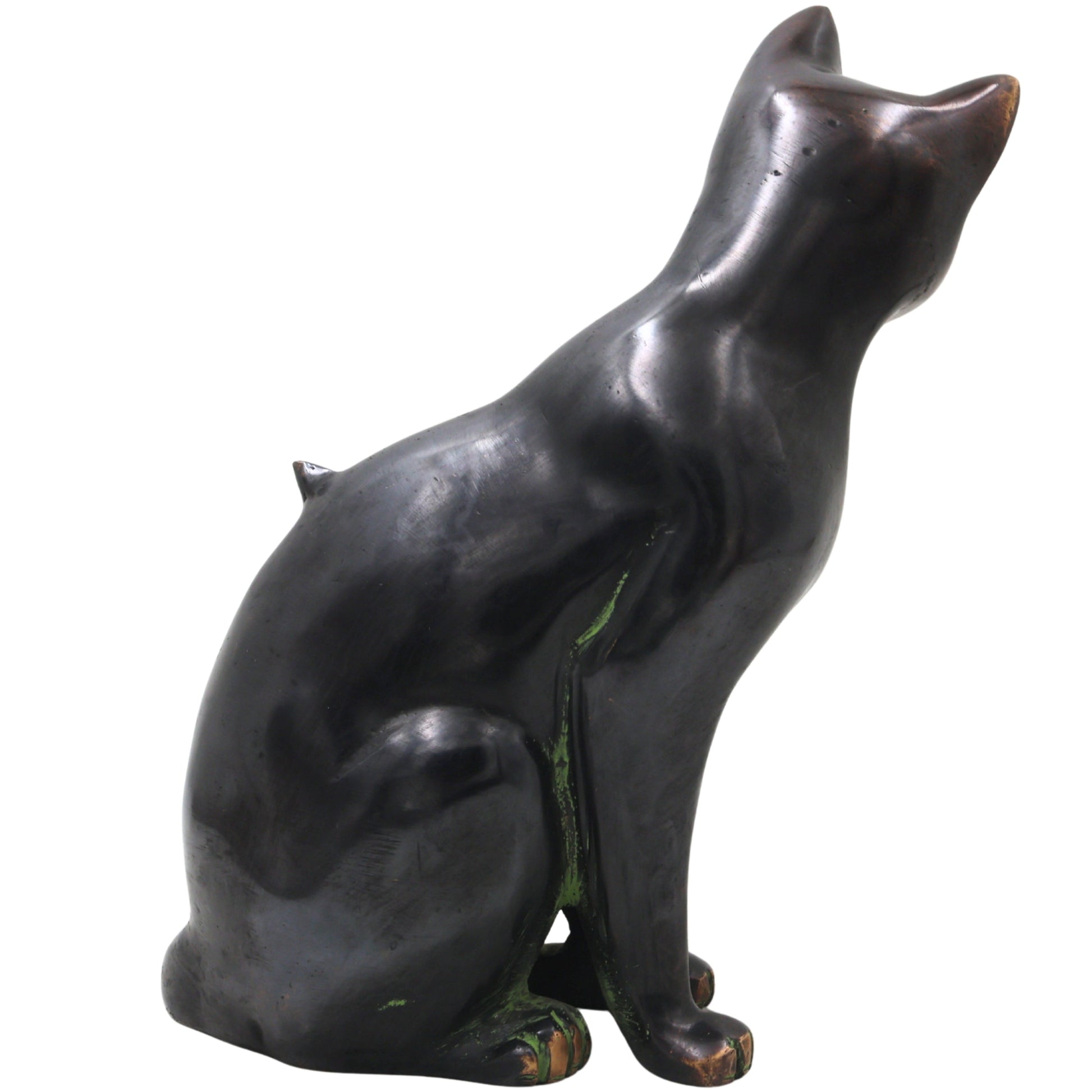 Handcrafted Brass Cat Idol, Lucky Vastu Cat Figurine for Home Decor, Spiritual Gifting & Luxury Display, Black, 8 Inch, 1 Piece