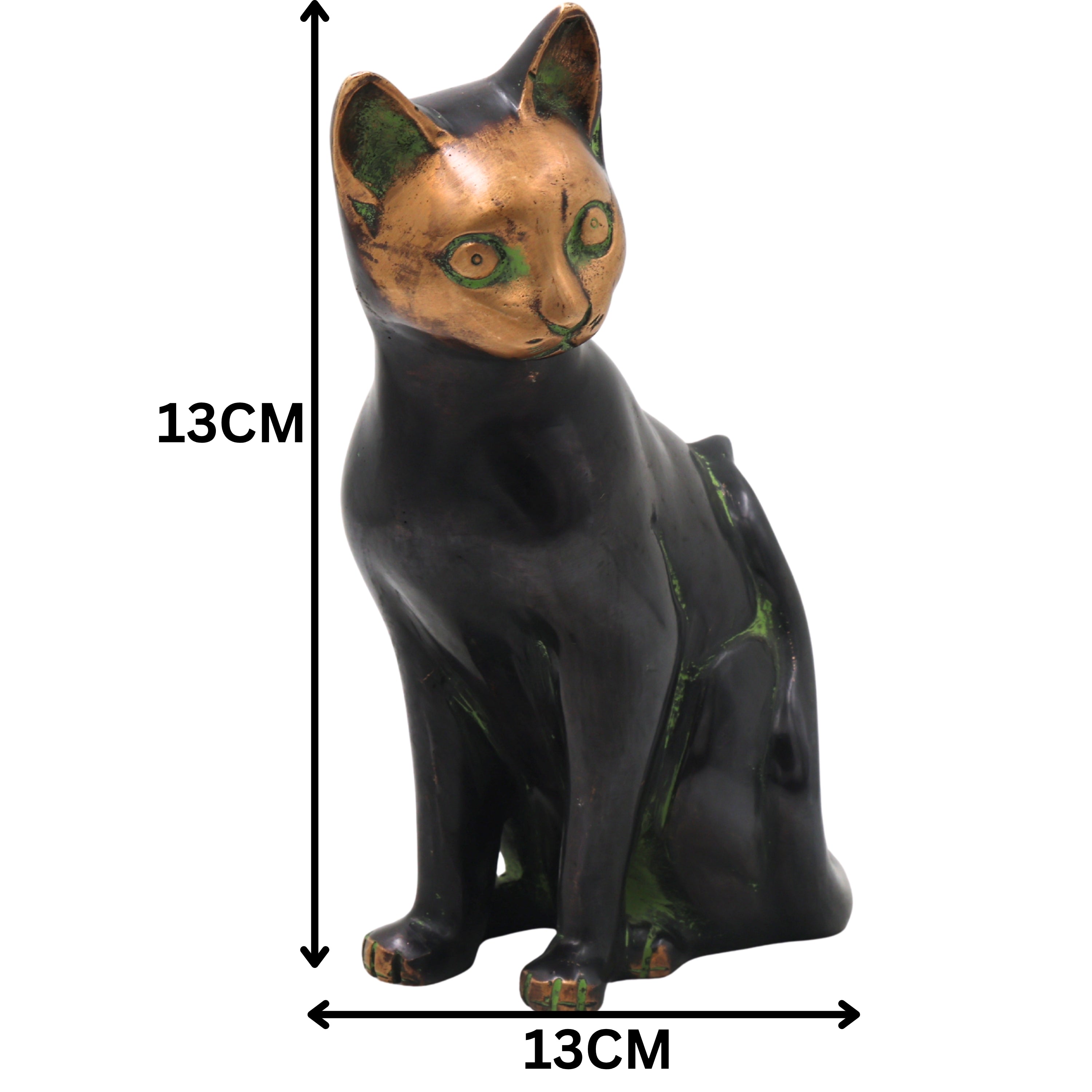 Handcrafted Brass Cat Idol, Lucky Vastu Cat Figurine for Home Decor, Spiritual Gifting & Luxury Display, Black, 8 Inch, 1 Piece