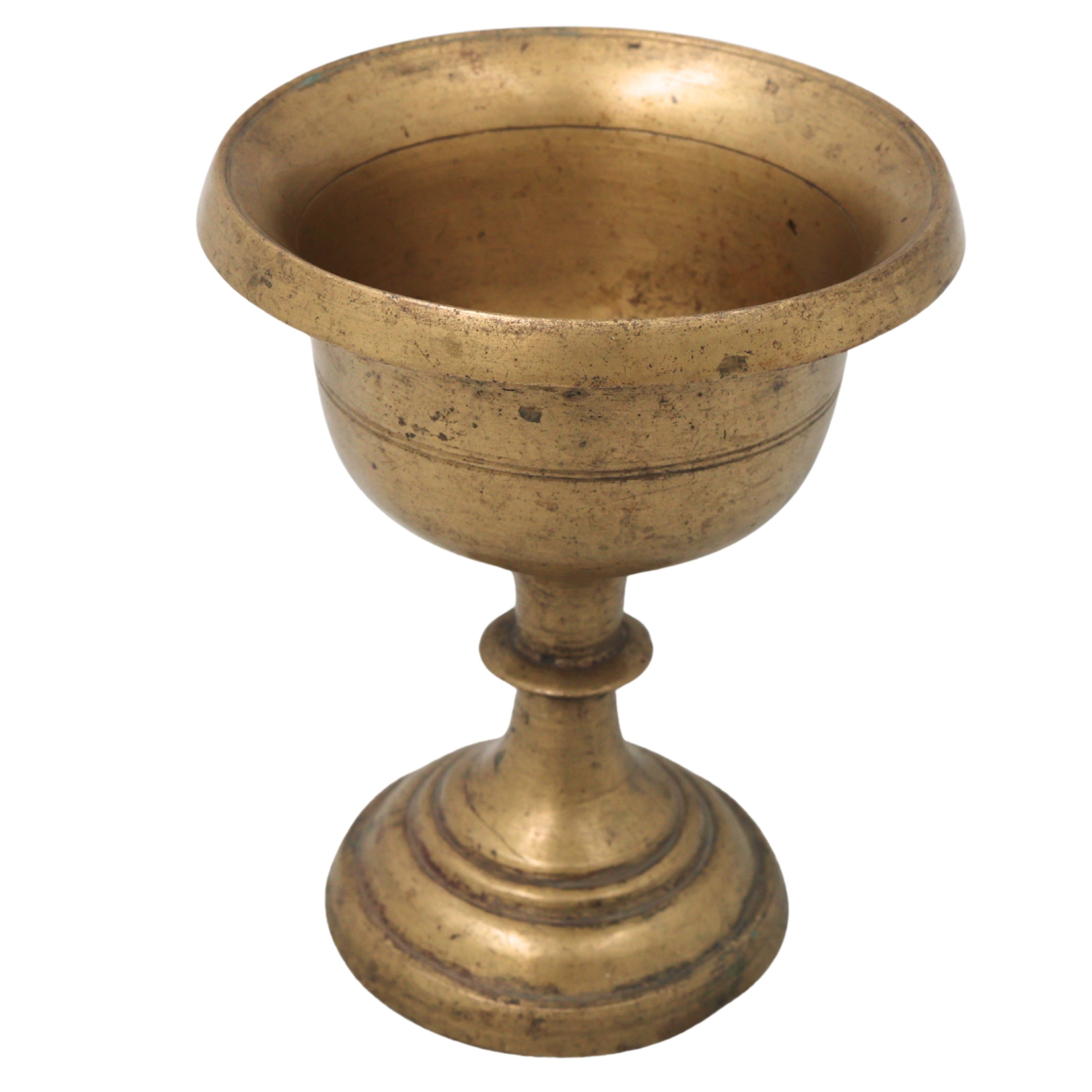 Brass Vintage Glass Pot for Pooja, Handcrafted Temple Rituals, Traditional Home Decor, Auspicious Gifting, Gold, 4.5 Inch, 1 Piece