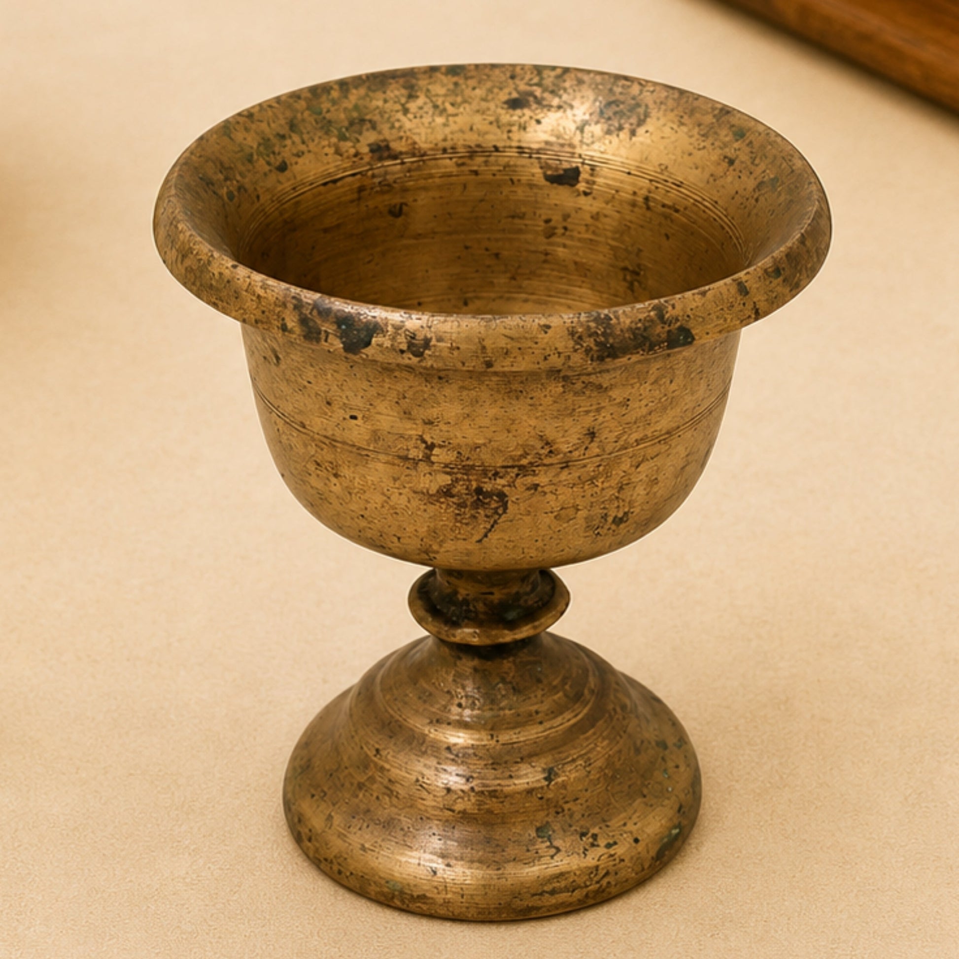 Brass Lota Kalash Kumbha for Pooja Temple Rituals Vastu Gifting Traditional Chola Sacred Vessel, Gold, 3.5 Inch, 1 Piece