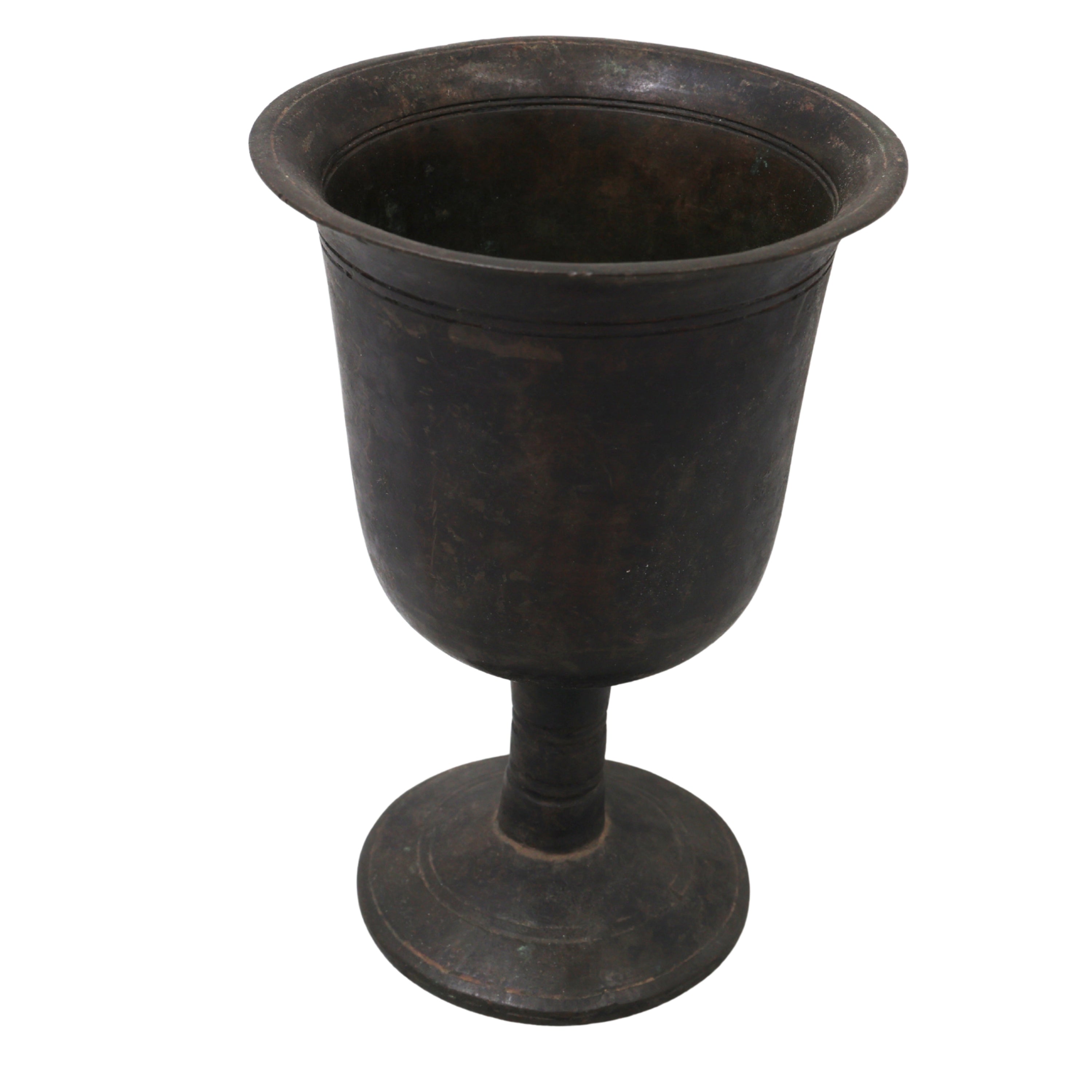 Brass Vintage Glass Pot for Pooja, Handcrafted Temple Decor, Sacred Jal Patra, Traditional Giftware, Brown, 5 Inch, 1 Piece
