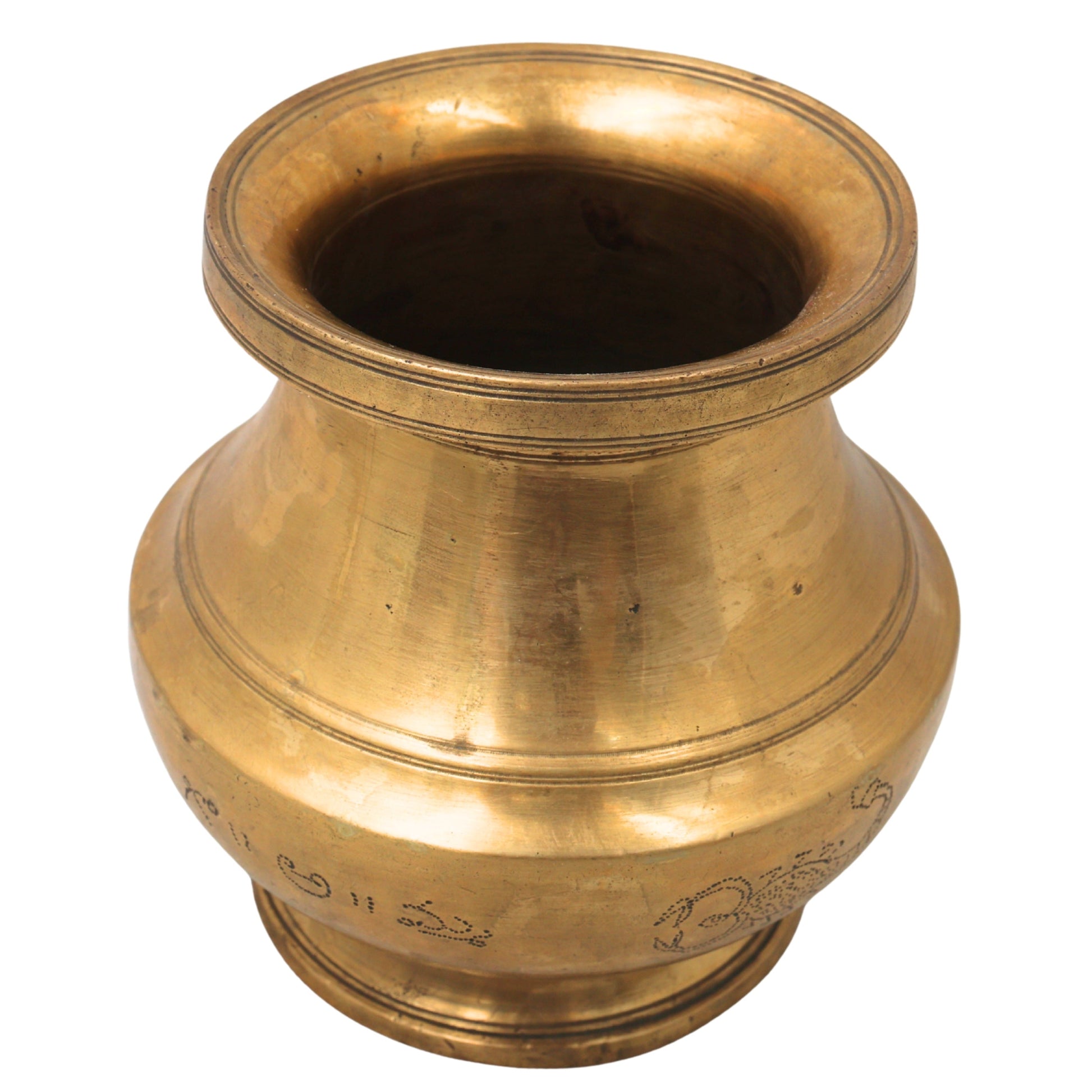 Brass Pooja Kalash Kumbha Kalasam, Handcrafted Traditional Chola Sacred Ritual Vessel for Worship & Gifting, Gold, 4.5 Inch, 1 Piece
