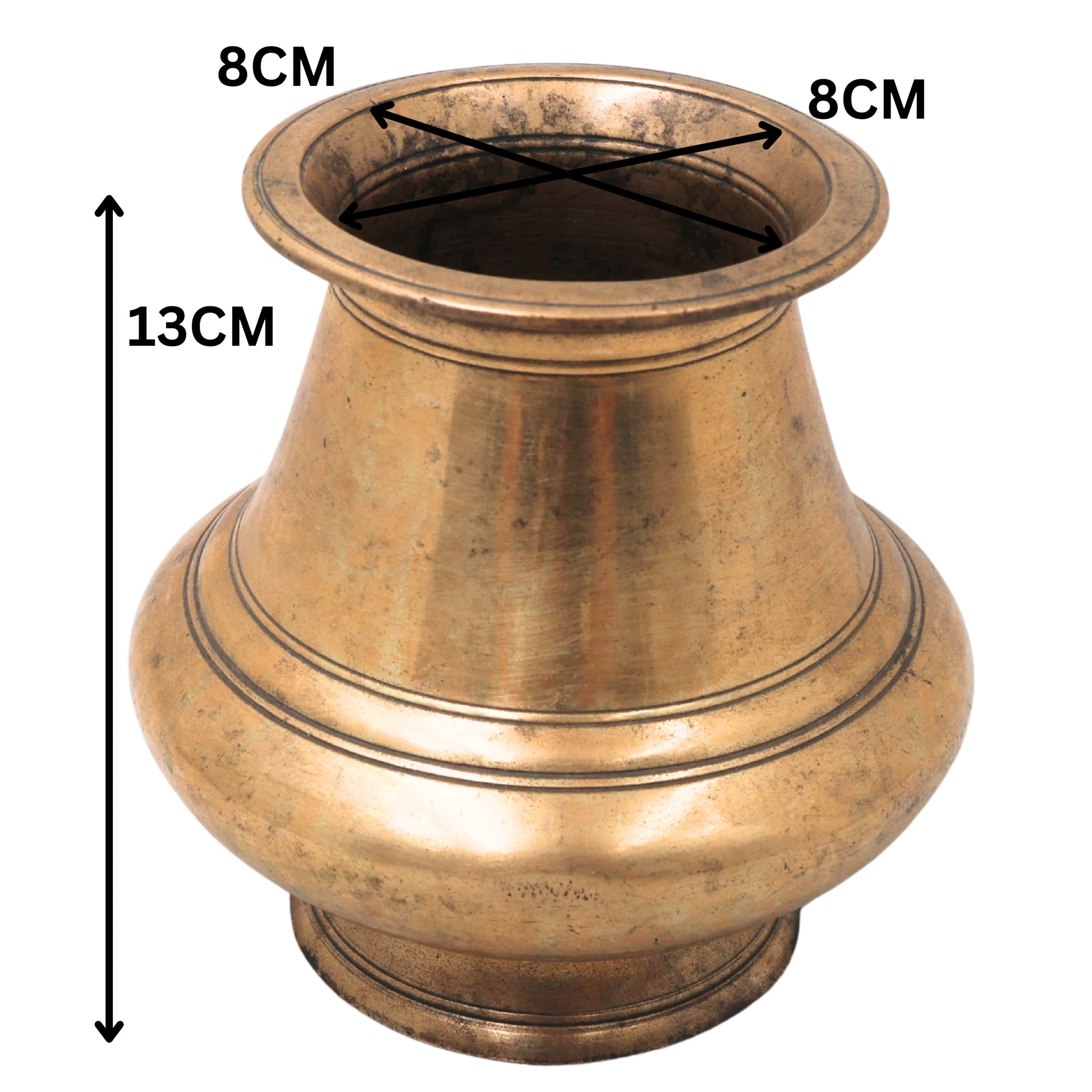 Brass Vintage Chambu Lota Kalash Handcrafted Traditional Chola Purna Kumbha for Pooja, Vastu & Gifting, Gold, 5 Inch, 1 Piece