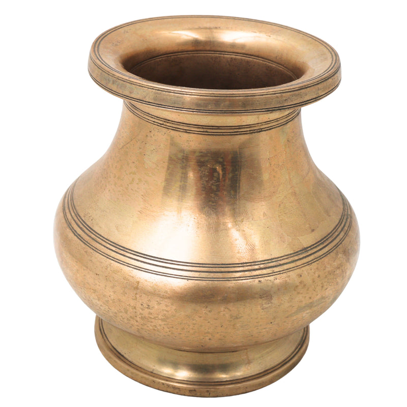 Brass Lota Kalash for Pooja, Purna Kumbha Sacred Ritual Vessel, Handcrafted Traditional Chola Gift Decor, Gold, 5.5 Inch, 1 Piece