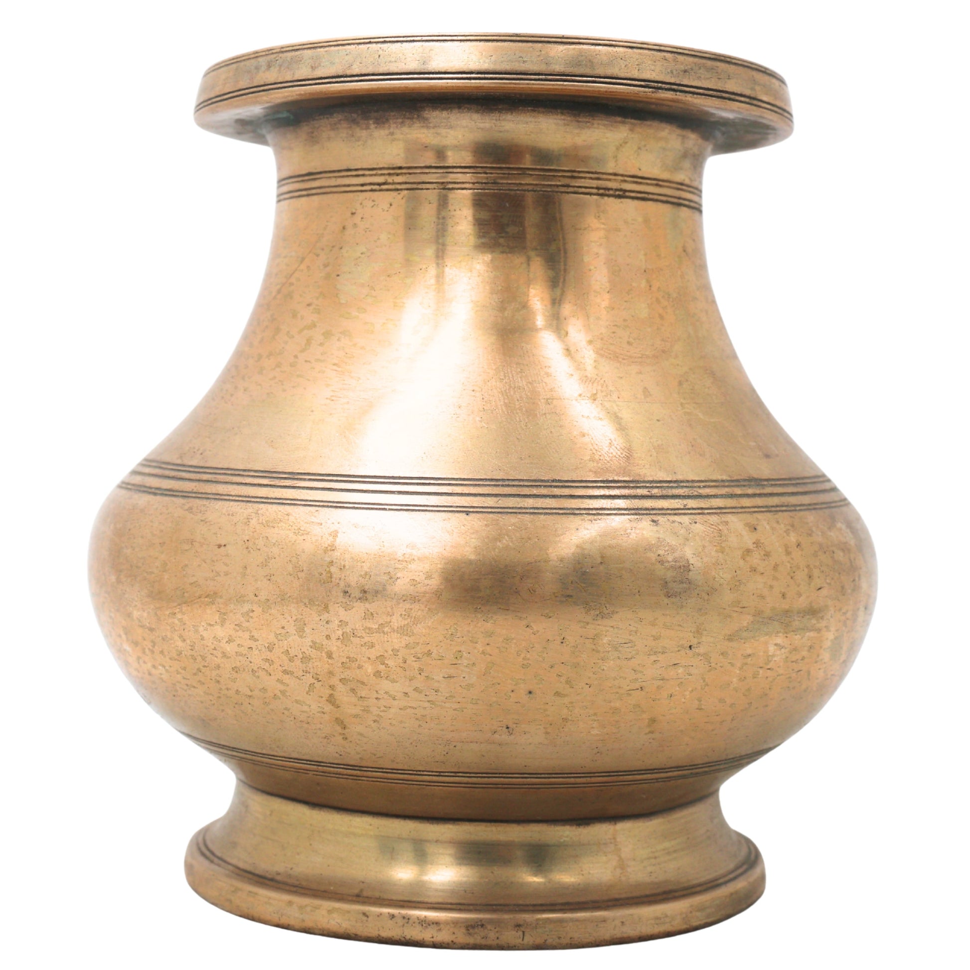 Brass Lota Kalash for Pooja, Purna Kumbha Sacred Ritual Vessel, Handcrafted Traditional Chola Gift Decor, Gold, 5.5 Inch, 1 Piece