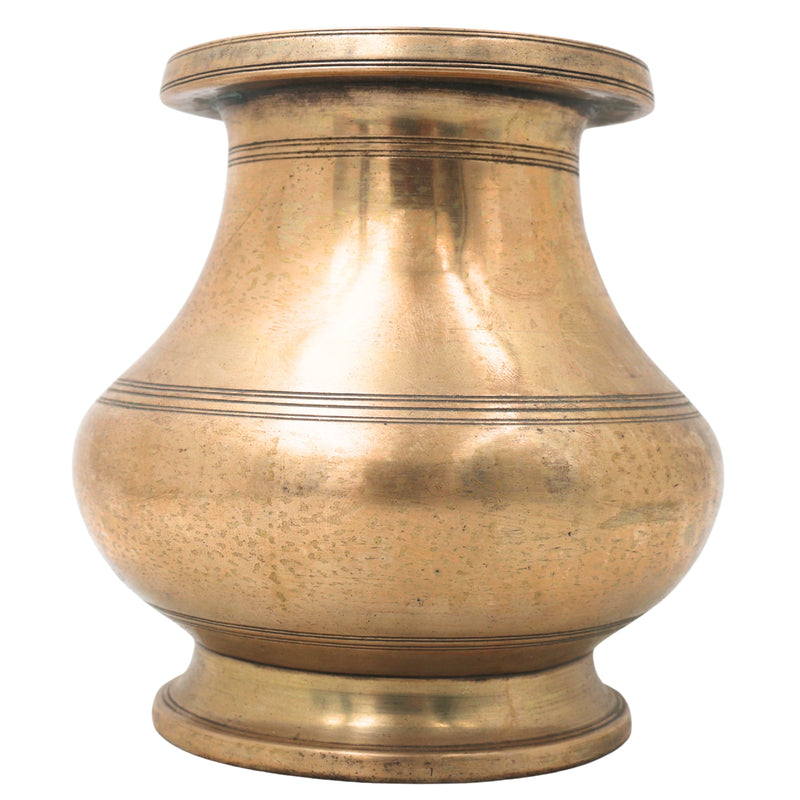 Brass Lota Kalash for Pooja, Purna Kumbha Sacred Ritual Vessel, Handcrafted Traditional Chola Gift Decor, Gold, 5.5 Inch, 1 Piece