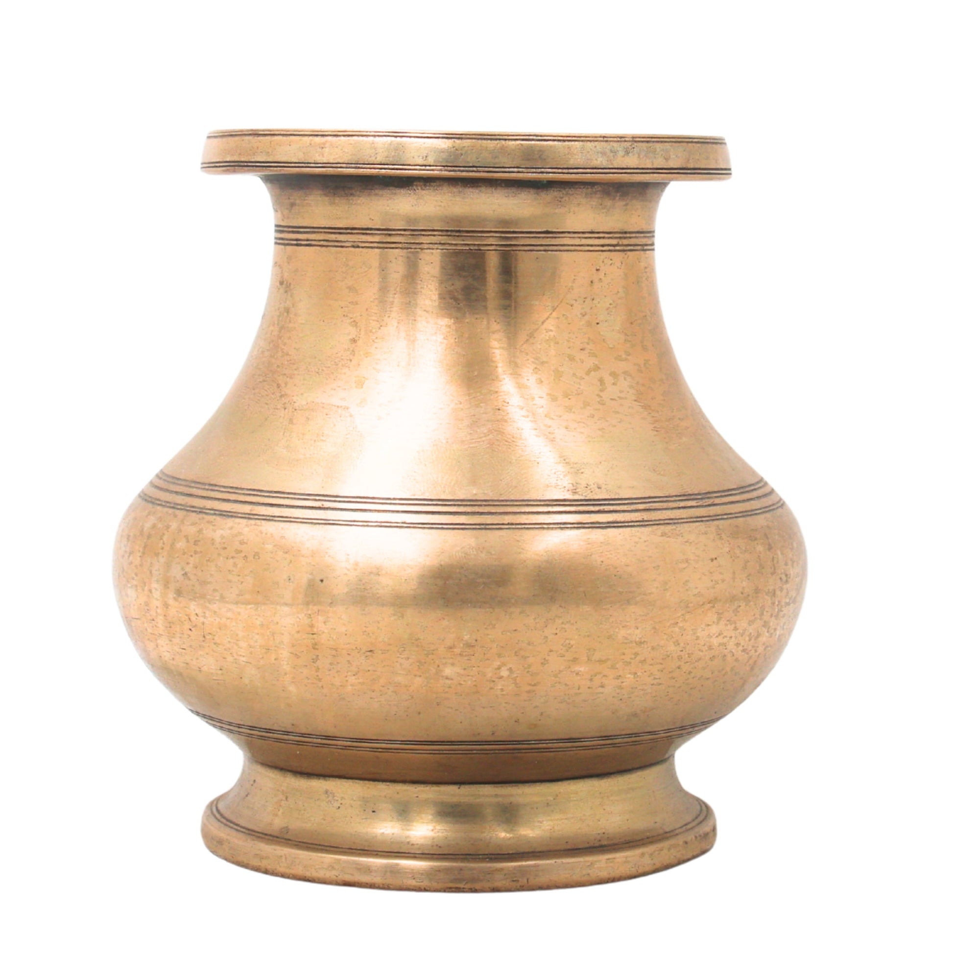 Brass Lota Kalash for Pooja, Purna Kumbha Sacred Ritual Vessel, Handcrafted Traditional Chola Gift Decor, Gold, 5.5 Inch, 1 Piece