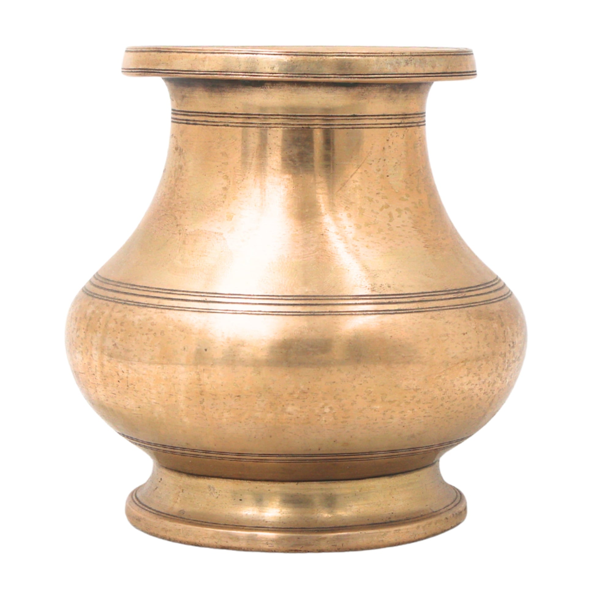 Brass Lota Kalash for Pooja, Purna Kumbha Sacred Ritual Vessel, Handcrafted Traditional Chola Gift Decor, Gold, 5.5 Inch, 1 Piece