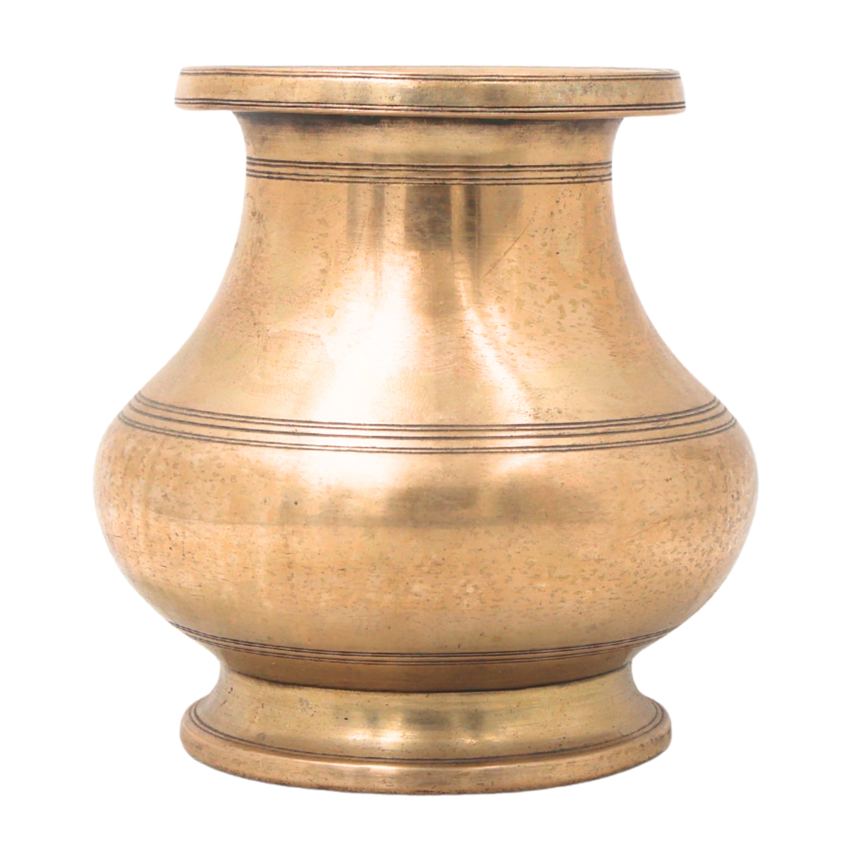 Brass Lota Kalash for Pooja, Purna Kumbha Sacred Ritual Vessel, Handcrafted Traditional Chola Gift Decor, Gold, 5.5 Inch, 1 Piece