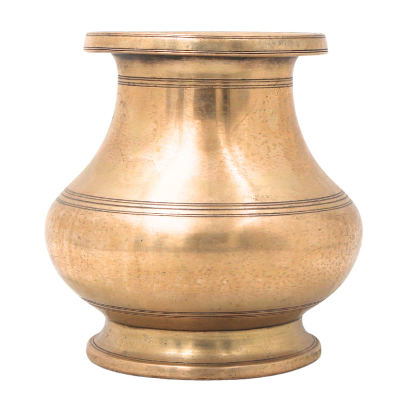 Brass Lota Kalash for Pooja, Purna Kumbha Sacred Ritual Vessel, Handcrafted Traditional Chola Gift Decor, Gold, 5.5 Inch, 1 Piece