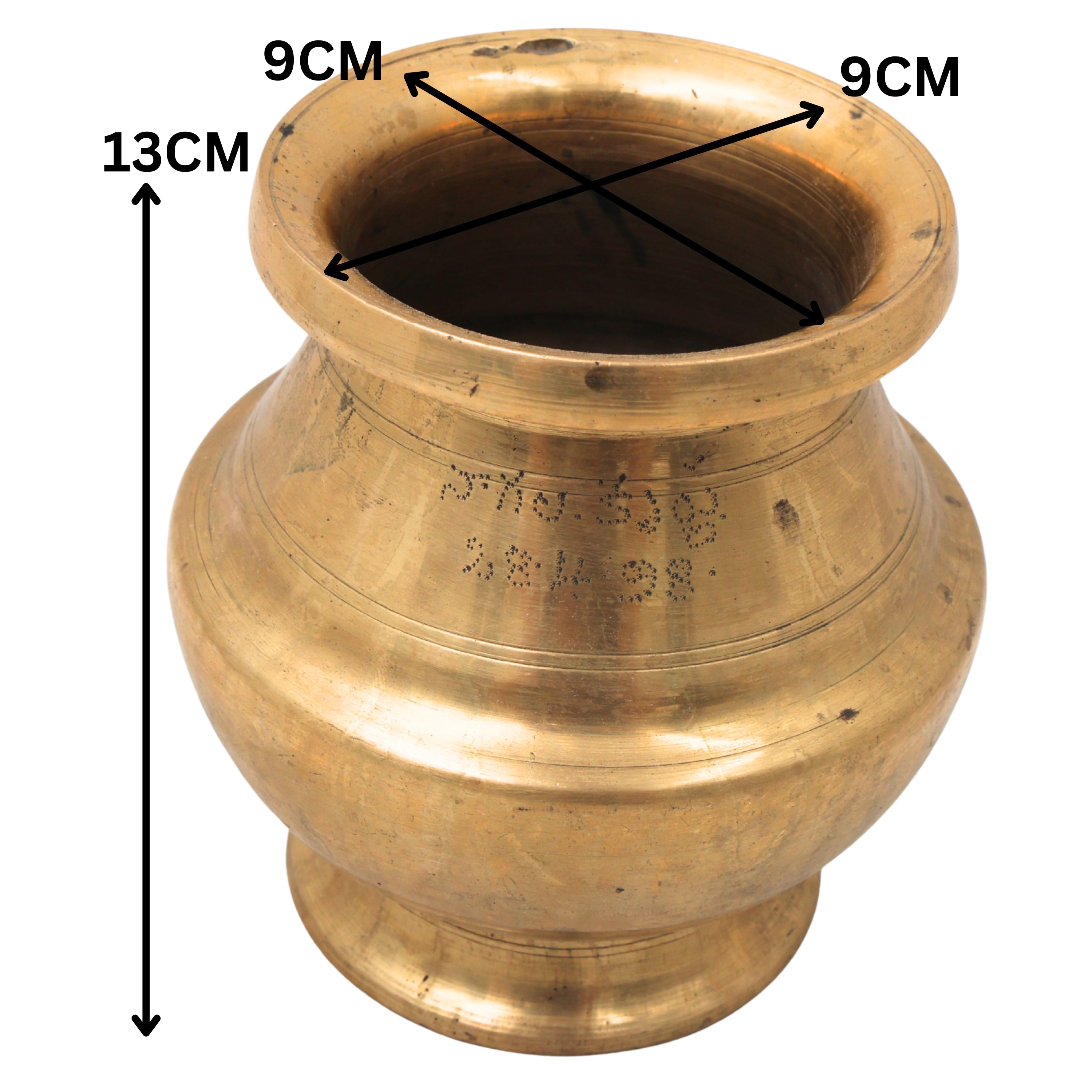 Brass Vintage Chambu Lota Kalash for Pooja, Abhishekam, Temple Decor, Handcrafted Traditional Chola Vessel Gift, Gold, 5 Inch, 1 Piece