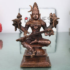 Handcrafted Copper Raja Matangi Idol, Raja Shyamala Devi Murti, Sacred Mahavidya Vigraham for Pooja, Vastu &amp; Home Decor, Brown, 4.5 Inch, 1 Piece