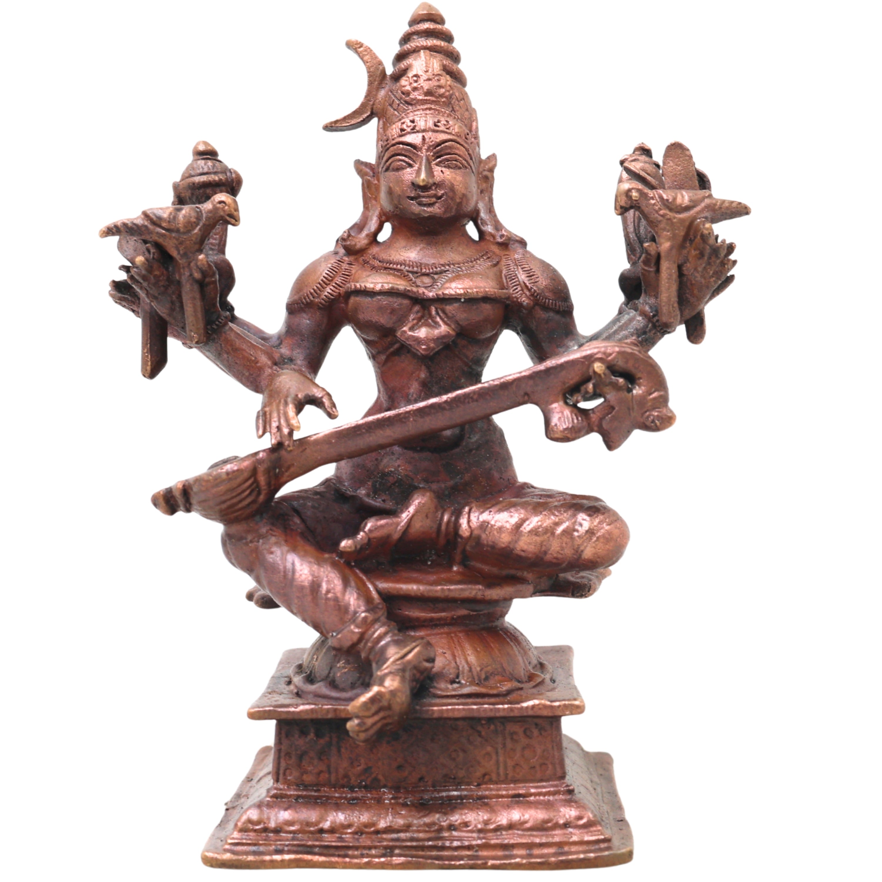 Handcrafted Copper Raja Matangi Idol, Raja Shyamala Devi Murti, Sacred Mahavidya Vigraham for Pooja, Vastu &amp; Home Decor, Brown, 4.5 Inch, 1 Piece