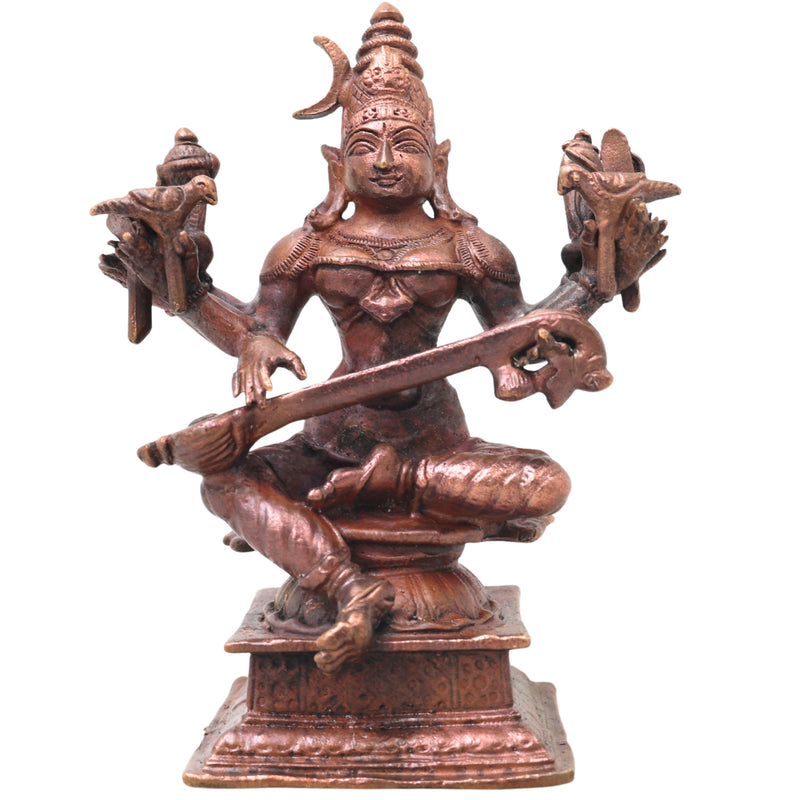 Handcrafted Copper Raja Matangi Idol, Raja Shyamala Devi Murti, Sacred Mahavidya Vigraham for Pooja, Vastu &amp; Home Decor, Brown, 4.5 Inch, 1 Piece