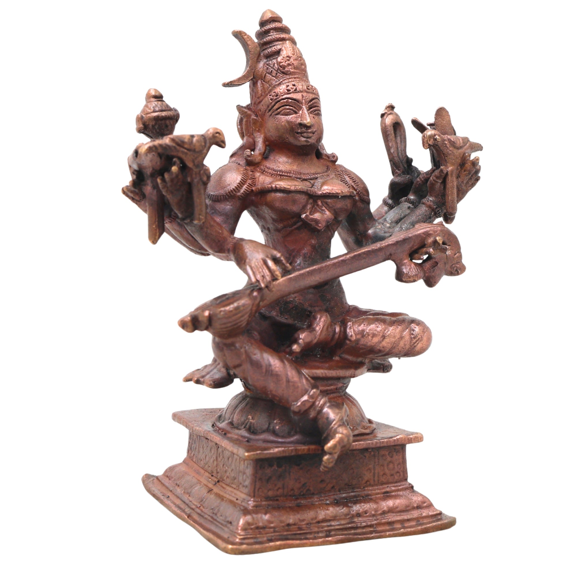 Handcrafted Copper Raja Matangi Idol, Raja Shyamala Devi Murti, Sacred Mahavidya Vigraham for Pooja, Vastu &amp; Home Decor, Brown, 4.5 Inch, 1 Piece