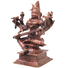 Handcrafted Copper Raja Matangi Idol, Raja Shyamala Devi Murti, Sacred Mahavidya Vigraham for Pooja, Vastu &amp; Home Decor, Brown, 4.5 Inch, 1 Piece