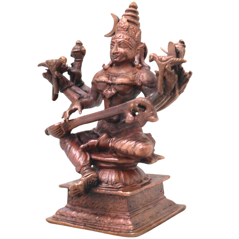 Handcrafted Copper Raja Matangi Idol, Raja Shyamala Devi Murti, Sacred Mahavidya Vigraham for Pooja, Vastu &amp; Home Decor, Brown, 4.5 Inch, 1 Piece