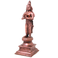 Handcrafted Copper Alwar Idol, Alvar Murti, Azhwar Vigraham, Srivaishnava Figurine for Pooja &amp; Decor, Brown, 6 Inch, 1 Piece