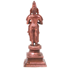 Handcrafted Copper Alwar Idol, Alvar Murti, Azhwar Vigraham, Srivaishnava Figurine for Pooja &amp; Decor, Brown, 6 Inch, 1 Piece