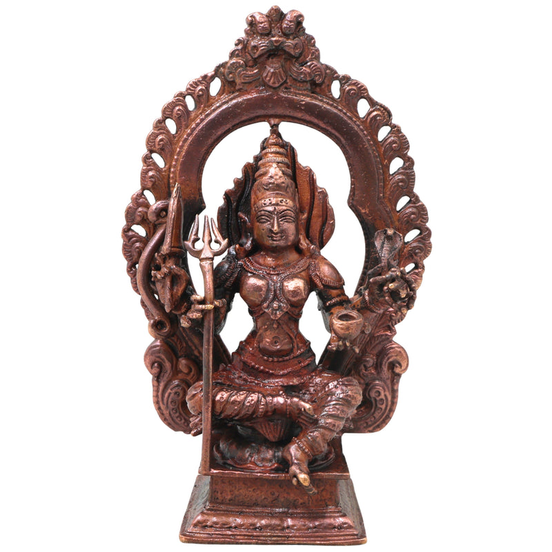 Handcrafted Copper Mariamma Idol, Sri Mariamman Devi Murti for Pooja, Temple, Vastu &amp; Home Decor, Brown, 5.5 Inch, 1 Piece