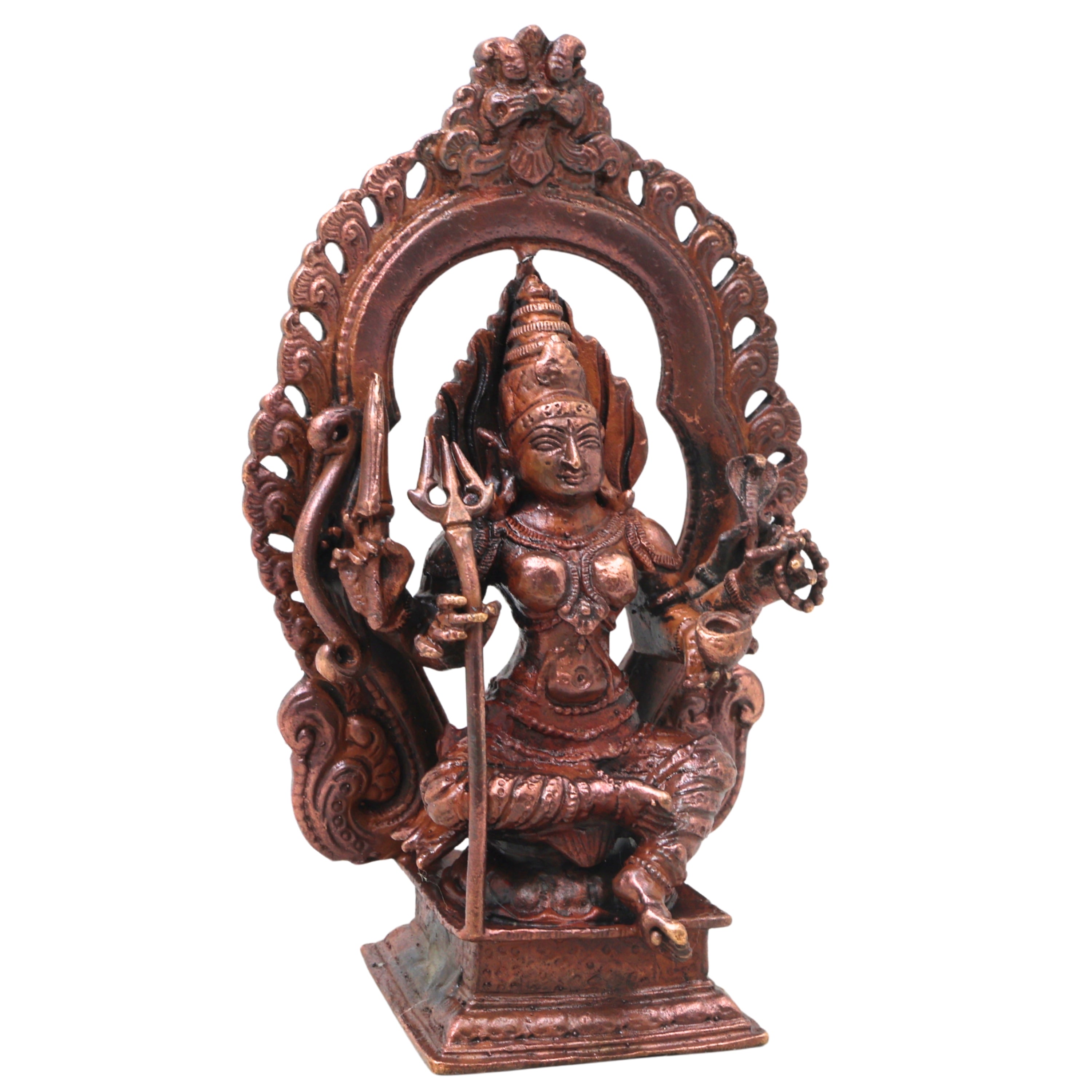 Handcrafted Copper Mariamma Idol, Sri Mariamman Devi Murti for Pooja, Temple, Vastu &amp; Home Decor, Brown, 5.5 Inch, 1 Piece