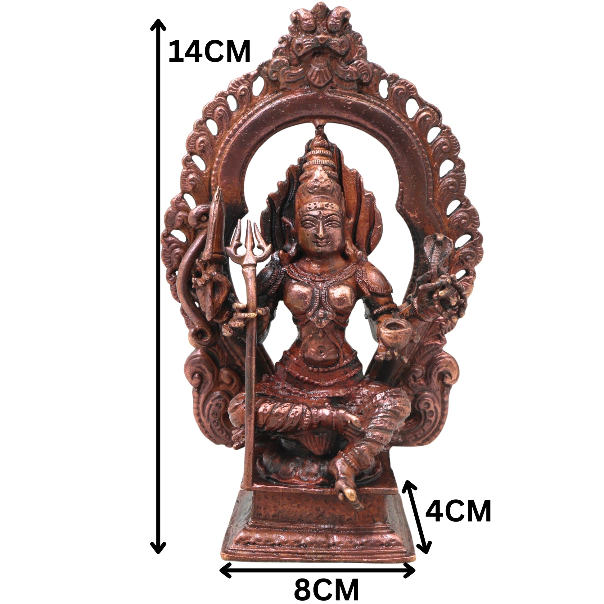 Handcrafted Copper Mariamma Idol, Sri Mariamman Devi Murti for Pooja, Temple, Vastu &amp; Home Decor, Brown, 5.5 Inch, 1 Piece