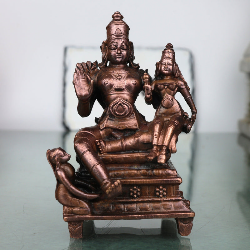 Handcrafted Copper Sita Ram Idol, Sri Ram Janaki Murti, Divine Pooja Vigraha for Home Temple &amp; Spiritual Décor, Brown, 3.5 Inch, 1 Piece