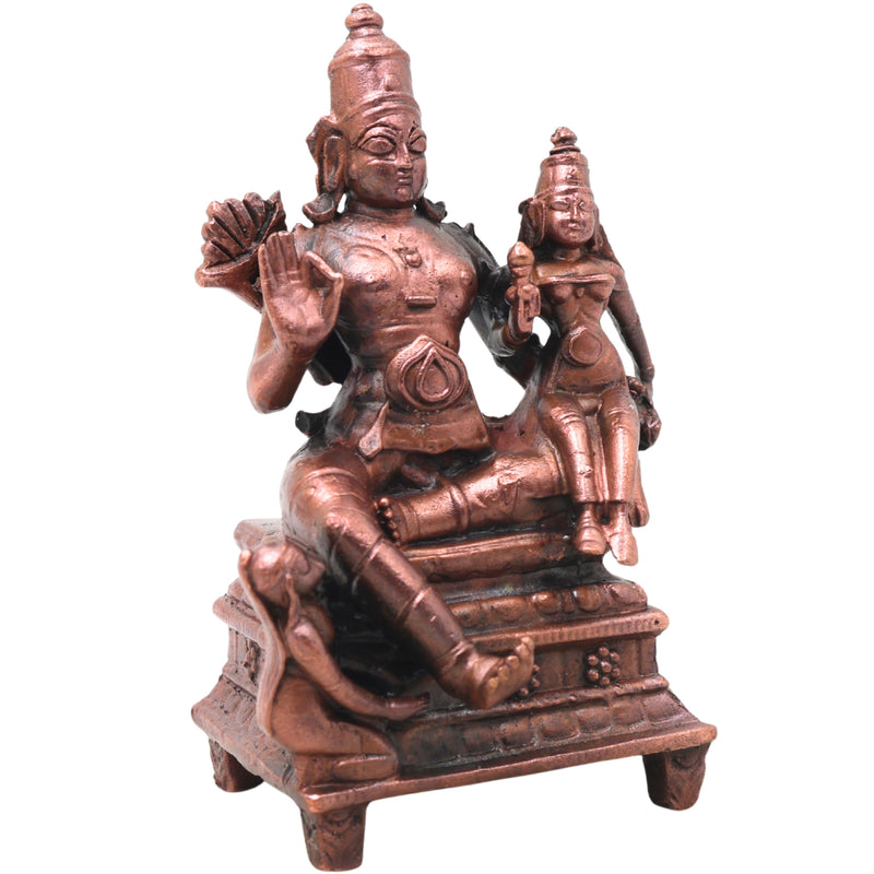 Handcrafted Copper Sita Ram Idol, Sri Ram Janaki Murti, Divine Pooja Vigraha for Home Temple &amp; Spiritual Décor, Brown, 3.5 Inch, 1 Piece