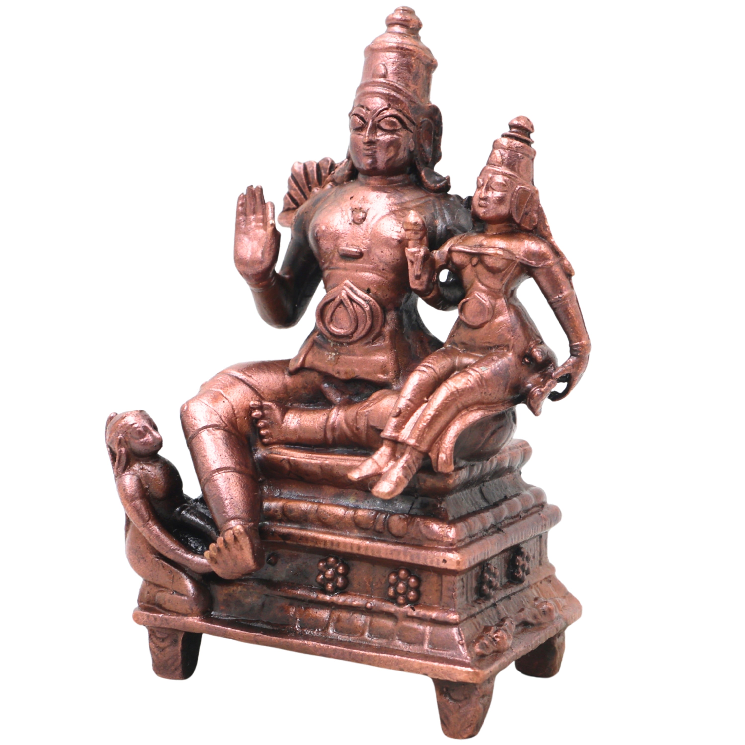 Handcrafted Copper Sita Ram Idol, Sri Ram Janaki Murti, Divine Pooja Vigraha for Home Temple &amp; Spiritual Décor, Brown, 3.5 Inch, 1 Piece
