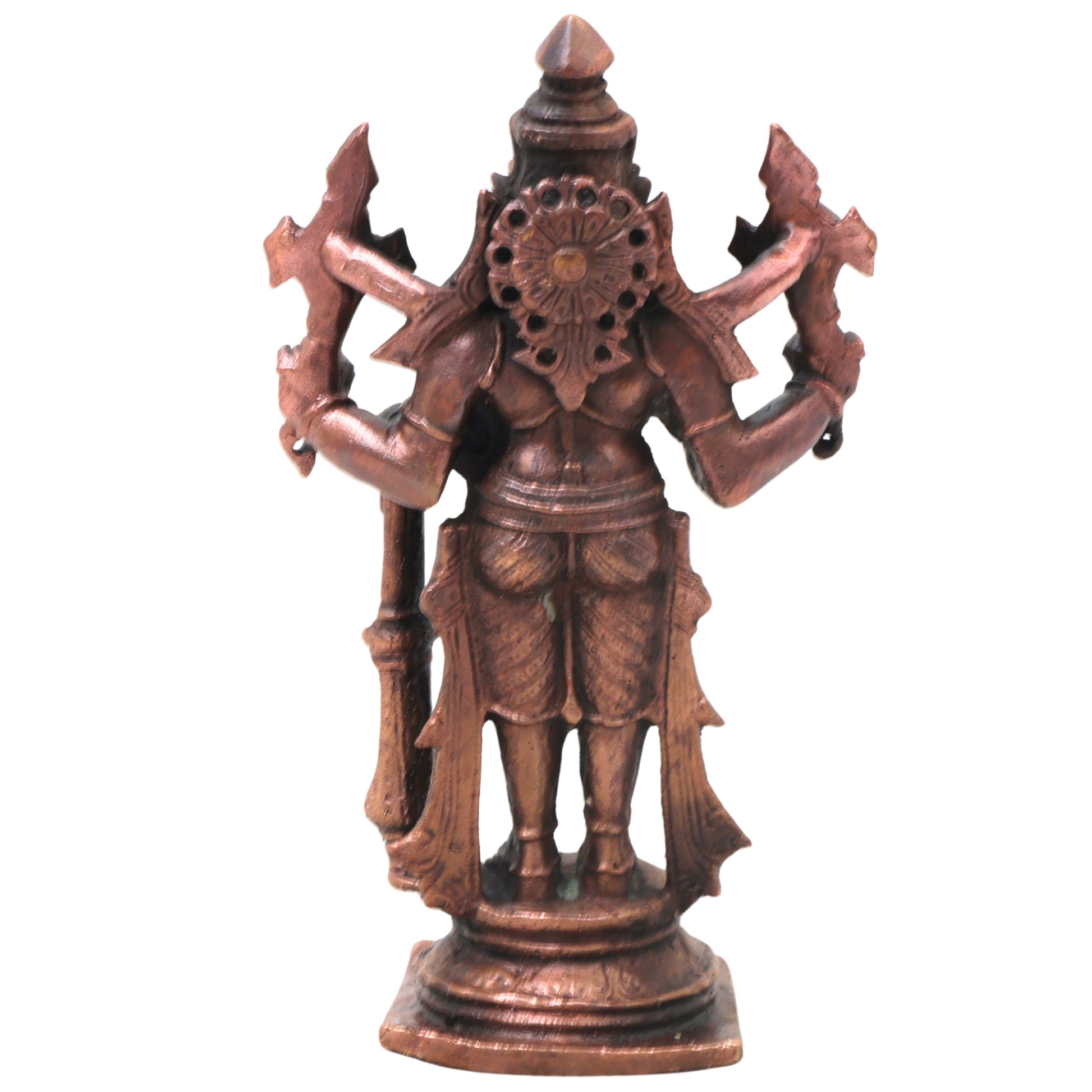 Handcrafted Copper Narasimha Idol, Lakshmi Narasimha Murti for Pooja, Vastu, Home Temple &amp; Spiritual Decor, Brown, 6.5 Inch, 1 Piece
