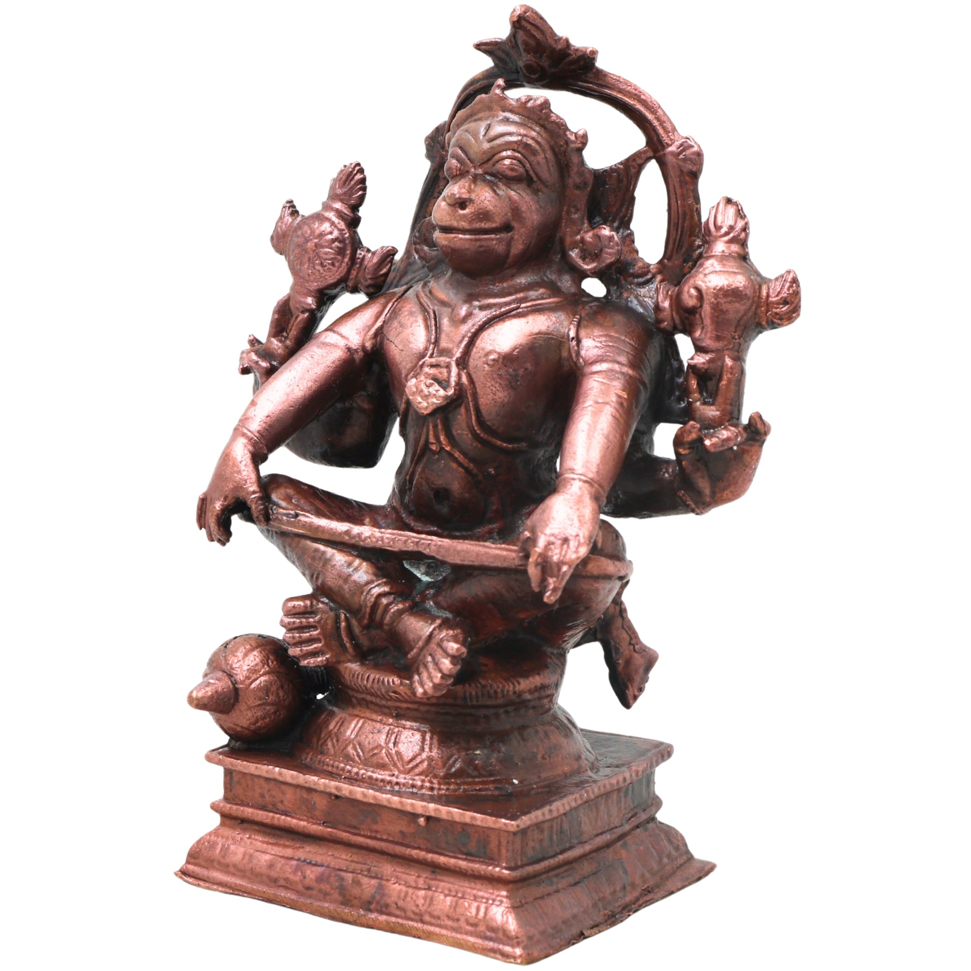 Handcrafted Copper Hanuman Idol, Anjaneya Swamy Murti, Bajrangbali Vigraha for Pooja, Vastu &amp; Home Decor, Brown, 4.5 Inch, 1 Piece