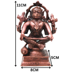 Handcrafted Copper Hanuman Idol, Anjaneya Swamy Murti, Bajrangbali Vigraha for Pooja, Vastu &amp; Home Decor, Brown, 4.5 Inch, 1 Piece