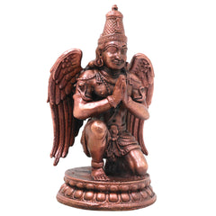 Handcrafted Copper Garuda Idol, Vainateya Vishnuvahana Garutman Murti for Pooja, Temple &amp; Spiritual Decor, Brown, 4.5 Inch, 1 Piece