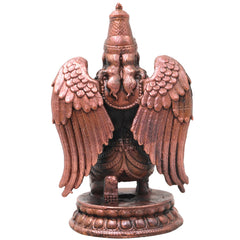 Handcrafted Copper Garuda Idol, Vainateya Vishnuvahana Garutman Murti for Pooja, Temple &amp; Spiritual Decor, Brown, 4.5 Inch, 1 Piece