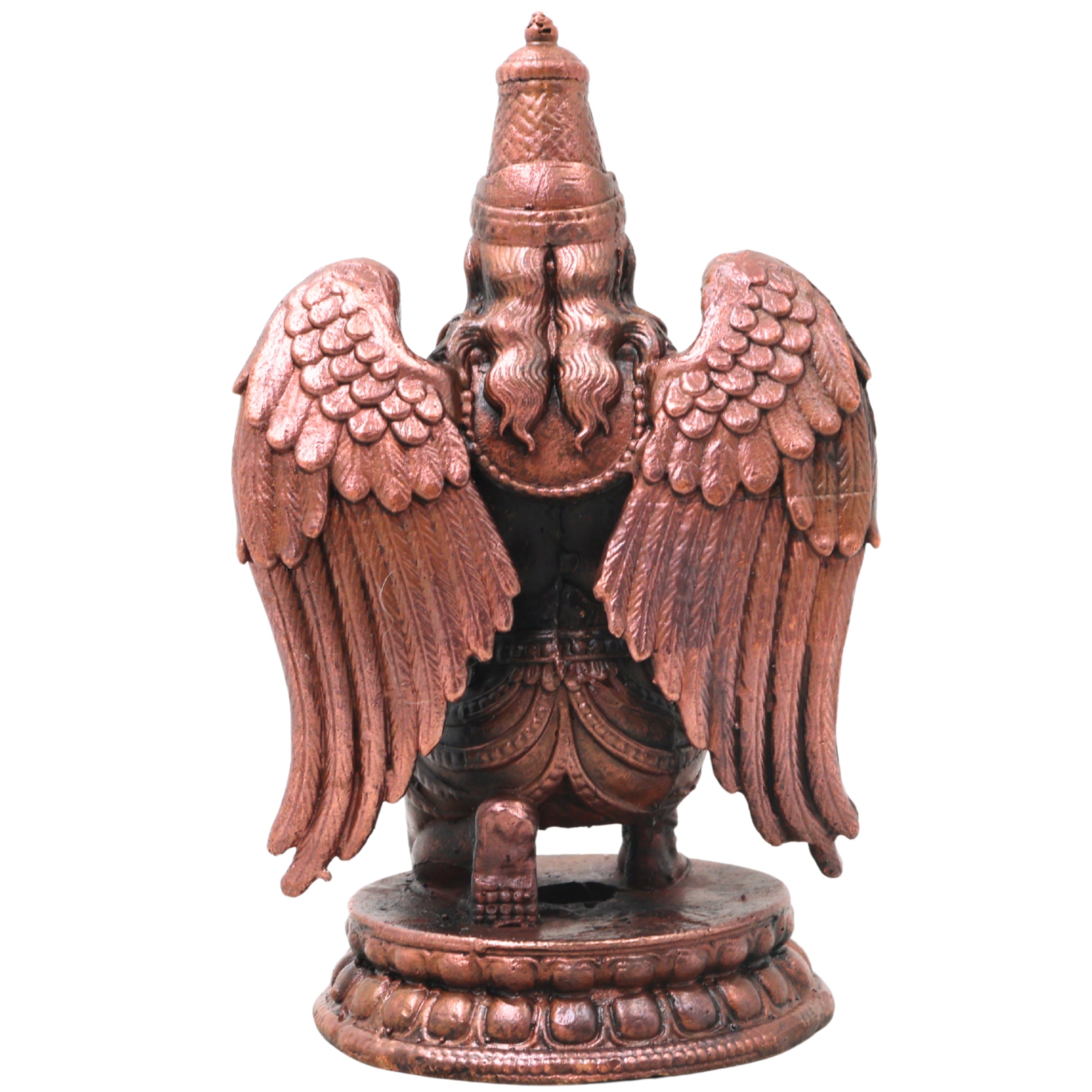 Handcrafted Copper Garuda Idol, Vainateya Vishnuvahana Garutman Murti for Pooja, Temple &amp; Spiritual Decor, Brown, 4.5 Inch, 1 Piece