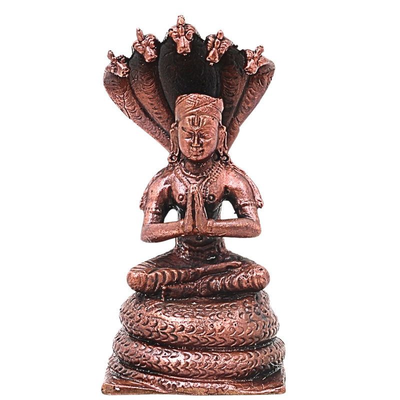 Handcrafted Copper Manavala Mamunigal Idol, Sri Vaishnava Acharya Murti for Pooja, Temple &amp; Spiritual Decor, Brown, 4.5 Inch, 1 Piece