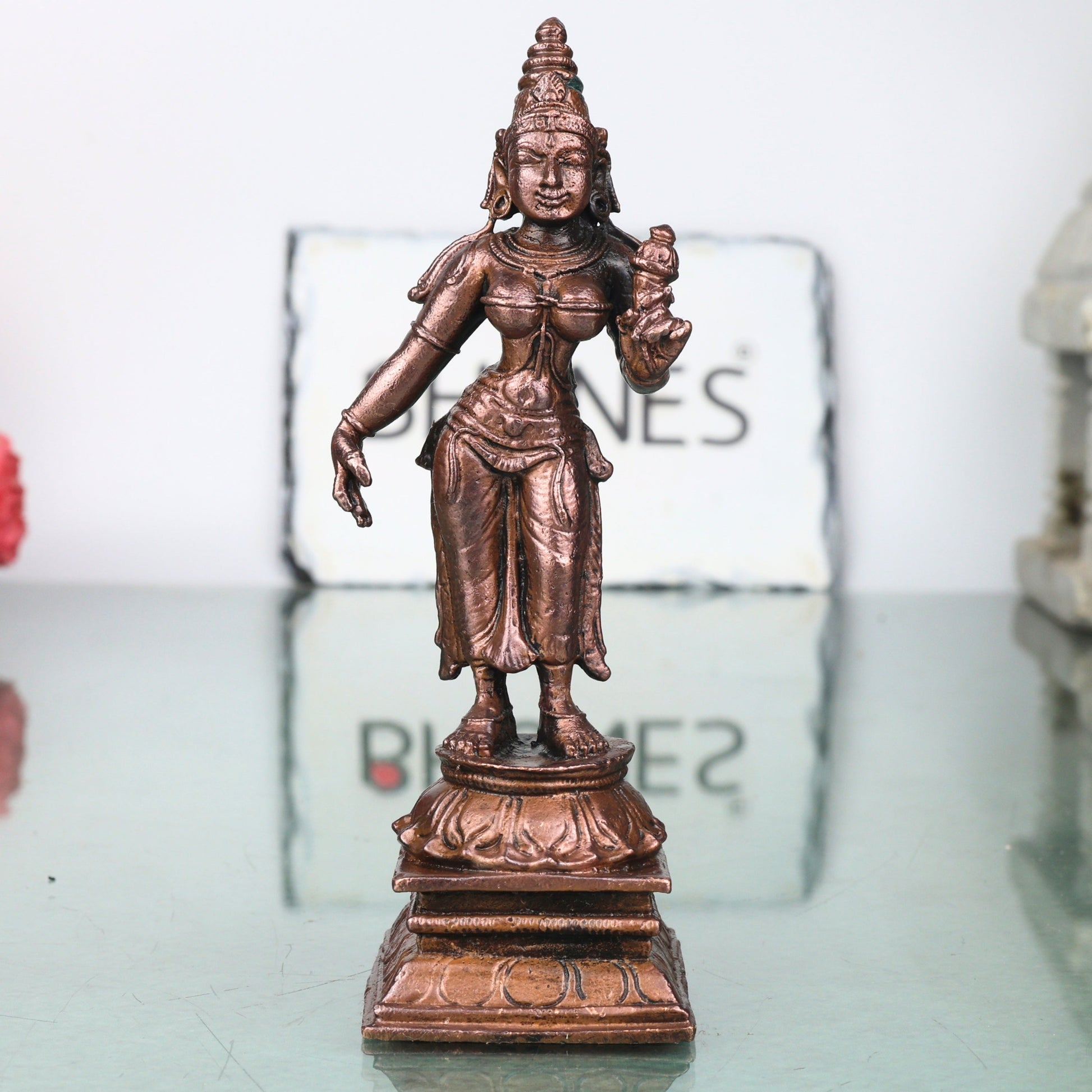 Handcrafted Copper Bhudevi Idol, Sacred Bhumi Devi Murti for Pooja, Vastu, Home Decor &amp; Spiritual Gifting, Brown, 4.5 Inch, 1 Piece